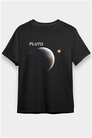 Plüton Siyah Unisex Tişört T-Shirt - TişörtFabrikası