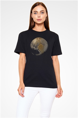 Plüton Siyah Unisex Tişört T-Shirt - TişörtFabrikası