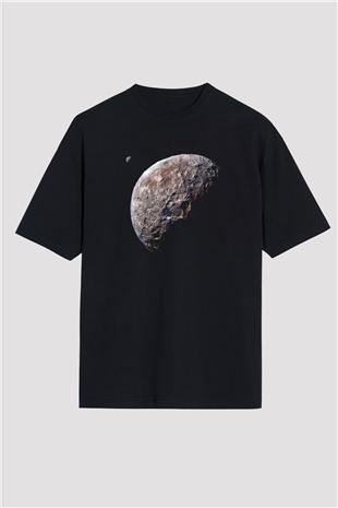 Plüton Siyah Oversize Tişört Oversize T-shirt - TişörtFabrikası