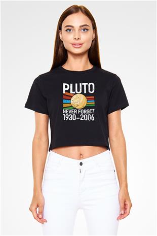 Plüton Unutma Baskılı Crop Top Kadın Tİşört - Tshirt