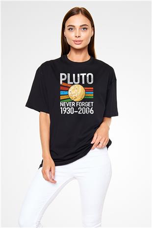 Plüton Unutma Baskılı Unisex Oversize Tişört - Tshirt