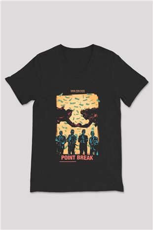 Point Break Siyah Unisex  V Yaka Tişört