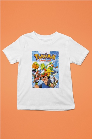 Pokemon Beyaz Unisex Çocuk Tişört