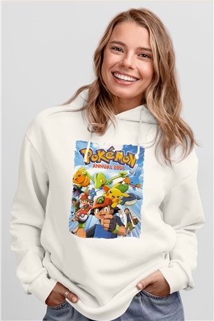 Pokemon Beyaz Unisex Hoodie