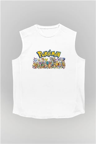 Pokemon Beyaz Unisex Kolsuz Tişört