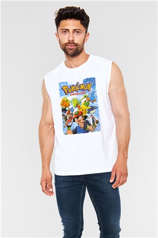 Pokemon Beyaz Unisex Kolsuz Tişört