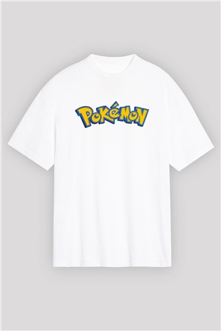 Pokemon Beyaz Unisex Oversize Tişört T-Shirt