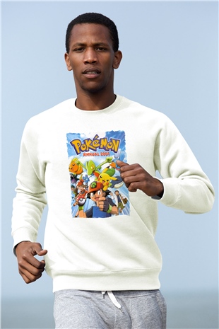Pokemon Beyaz Unisex Sweatshirt