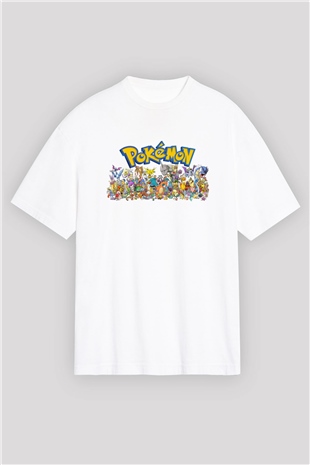 Pokemon Beyaz Oversize Tişört Oversize T-shirt