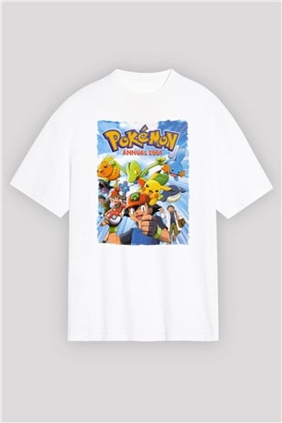 Pokemon Beyaz Oversize Tişört Oversize T-shirt