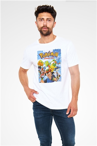 Pokemon Beyaz Unisex Tişört T-Shirt