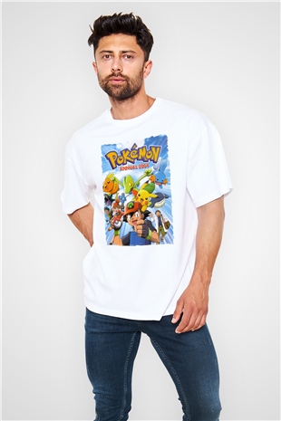 Pokemon Beyaz Oversize Tişört Oversize T-shirt
