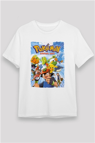 Pokemon Beyaz Unisex Tişört T-Shirt