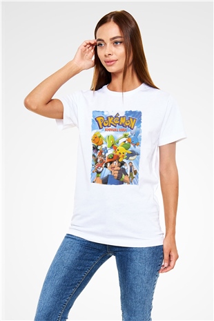 Pokemon Beyaz Unisex Tişört T-Shirt