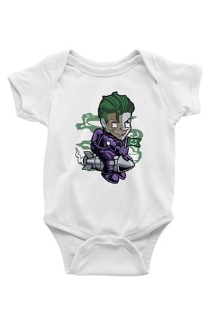 Poker Roket Rider Baskılı Unisex Beyaz Bebek Body - Zıbın