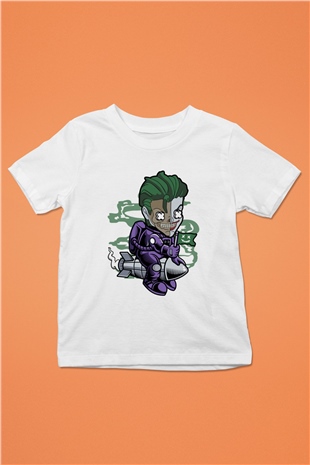 Poker Roket Rider Baskılı Unisex Beyaz Çocuk Tişört