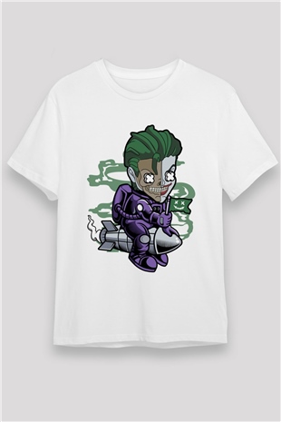 Poker Roket Rider Baskılı Unisex Beyaz Tişört