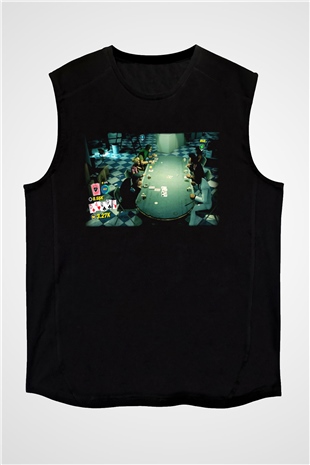 Poker Siyah Unisex Kolsuz Tişört