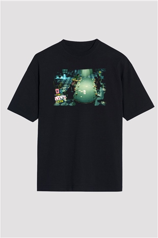 Poker Siyah Unisex Oversize Tişört T-Shirt