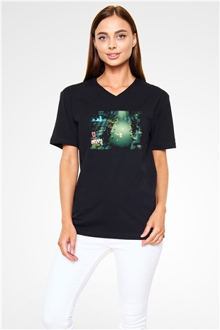Poker Siyah Unisex V Yaka Tişört T-Shirt