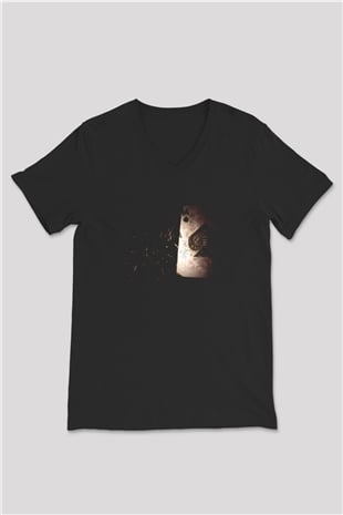 Poker Siyah Unisex V Yaka Tişört T-Shirt