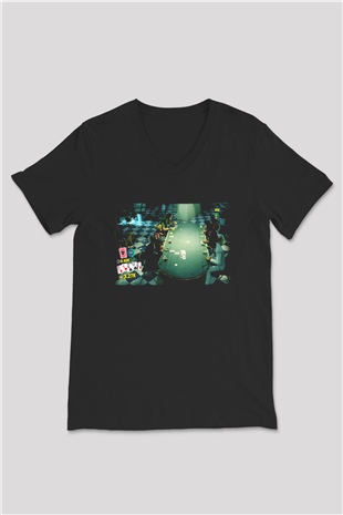 Poker Siyah Unisex V Yaka Tişört T-Shirt