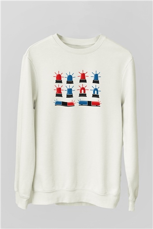 Polis Beyaz Unisex Sweatshirt