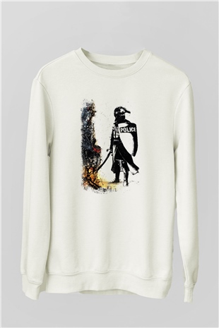 Polis Beyaz Unisex Sweatshirt