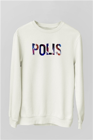 Polis Beyaz Unisex Sweatshirt