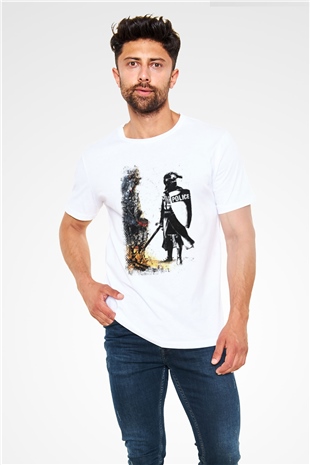 Polis Beyaz Unisex Tişört T-Shirt - TişörtFabrikası