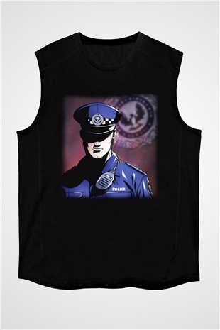 Polis Siyah Unisex Kolsuz Tişört