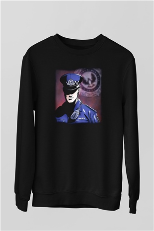 Polis Siyah Unisex Sweatshirt