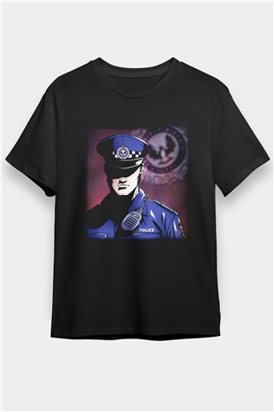 Polis Siyah Unisex Tişört T-Shirt - TişörtFabrikası