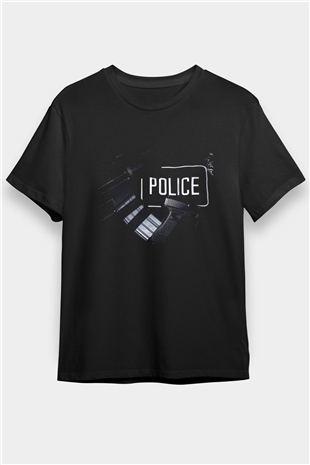 Polis Siyah Unisex Tişört T-Shirt - TişörtFabrikası
