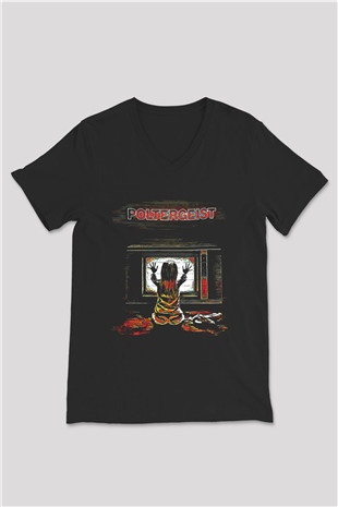 Poltergeist Siyah Unisex  V Yaka Tişört