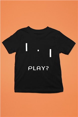 Pong Baskılı Siyah Unisex Çocuk Tişört