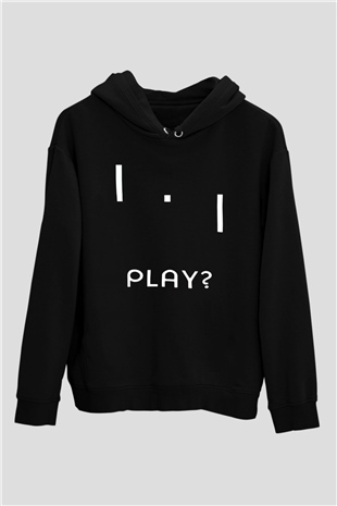 Pong Siyah Unisex Kapüşonlu Sweatshirt
