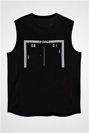 Pong Siyah Unisex  Kolsuz Tişört