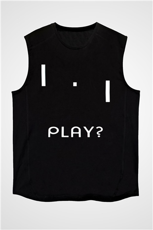 Pong Siyah Unisex Kolsuz Tişört