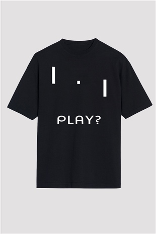 Pong Siyah Unisex Oversize Tişört