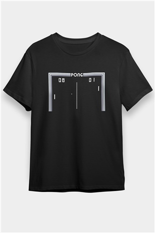 Pong Siyah Unisex Tişört