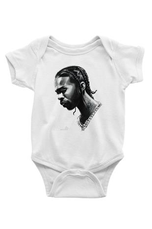 Pop Smoke Baskılı Beyaz Unisex Bebek Body - Zıbın