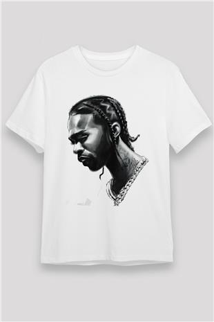 Pop Smoke Baskılı Unisex Beyaz Tişört - Tshirt