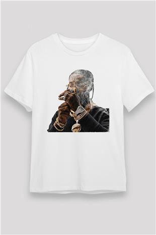 Pop Smoke Baskılı Unisex Beyaz Tişört - Tshirt