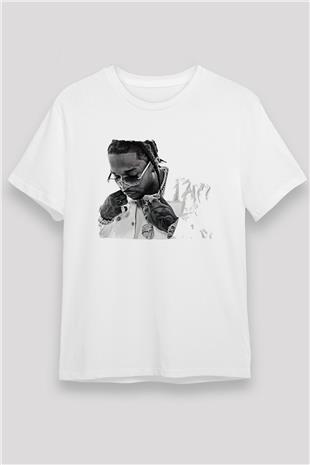 Pop Smoke Baskılı Unisex Beyaz Tişört - Tshirt
