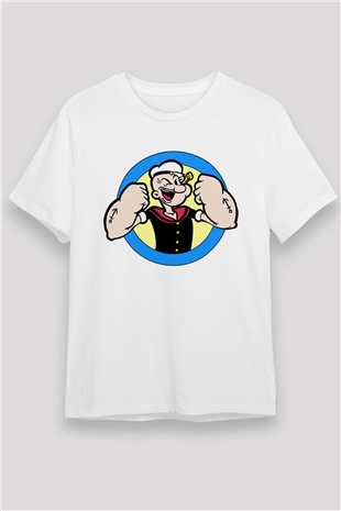 Popeye Beyaz Unisex Tişört T-Shirt