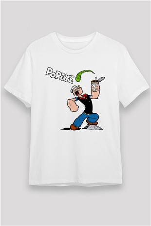 Popeye Beyaz Unisex Tişört T-Shirt
