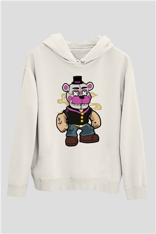 Popeye Freddy Baskılı Unisex Beyaz Hoodie