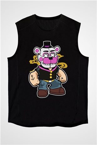 Popeye Freddy Baskılı Unisex Siyah Tshirt