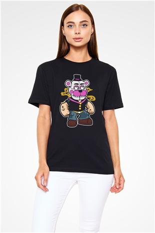 Popeye Freddy Baskılı Unisex Siyah Tshirt